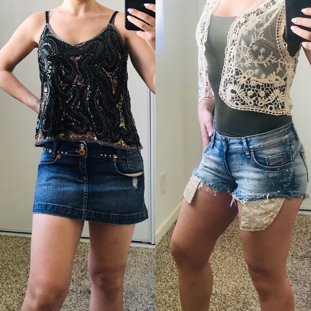 Woman shorts and mini skirt M